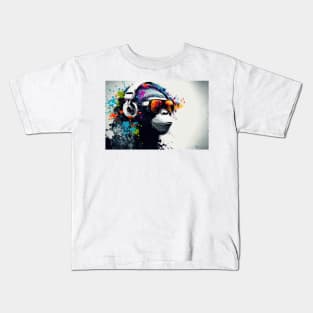 color splash music monkey #2 Kids T-Shirt